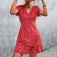 thumbnail image 1 of Vestido Corto,Vestido De Verano Con Cuello En V Vestido Floral Vestido Con Cuello En V Instalación Sin Esfuerzo, 1 of 6