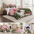thumbnail image 6 of Quilts Full Size Bedding Set, Pink Plaid Christmas Lightweight Quilted Comforter, Xmas Snowman Snowflake Trees Soft Reversible Bedspread Coverlet with Pillow Covers for All Season, 78" x 90", 6 of 9