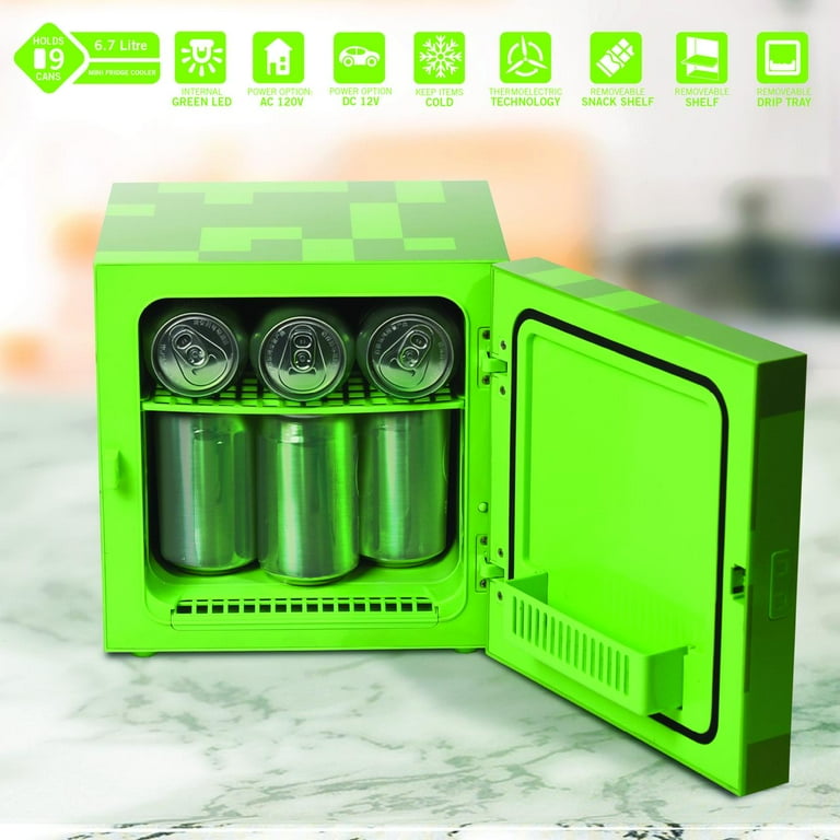 Minecraft Green Creeper 12 Can 8L 2 Door Mini Fridge - appliances