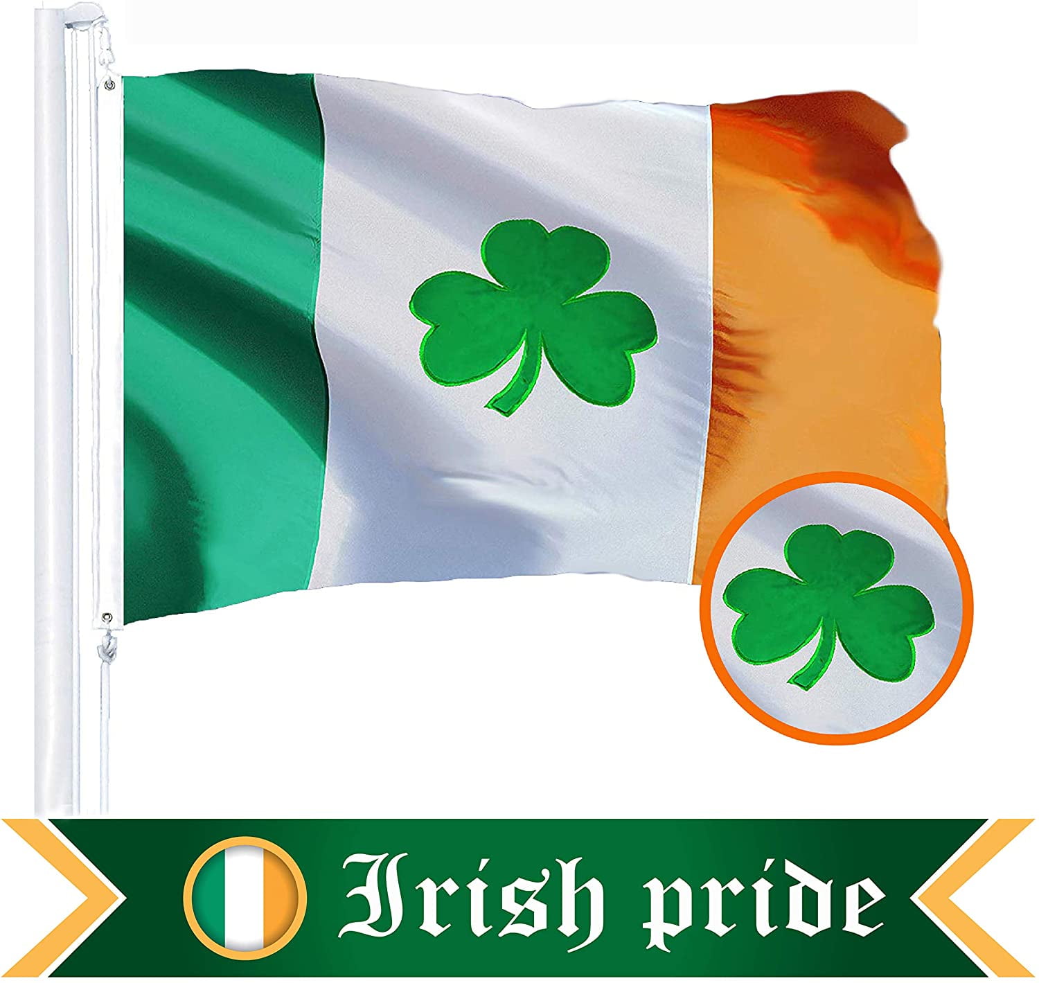 IRISH PRIDE Ireland flag & clover full size aluminum vanity license plate 