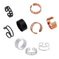 thumbnail image 3 of 3Pcs/set Women Hip Hop Rings Rock Metal  Geometric Ring Set Ladies Hollow Out Resizable Rings Set, 3 of 6