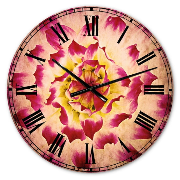 Designart 'Smooth White Rose Flower Petals' Traditional wall clock