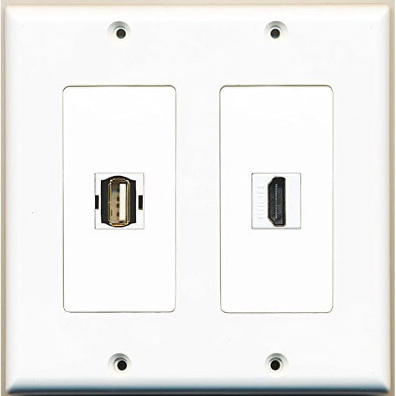 RiteAV - 1 Port HDMI 1 Port USB A-A - Dual Gang Wall Plate