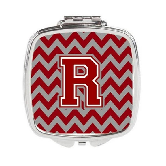 Carolines Treasures Letter R Chevron Maroon & White Compact Mirror