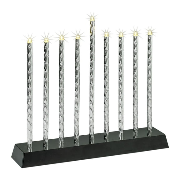 Rite Lite LED Lighted Diamond Cut Menorah - 10.5" - Silver