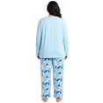 thumbnail image 3 of Plus Size Pajamas, PUTUO Women Pajamas Sets for Women, Soft Lightweight Long Sleeve V Neck Pjs Sets, Stretchy Print Sleepwear Loungewear, Light Blue, 2XL, 3 of 8
