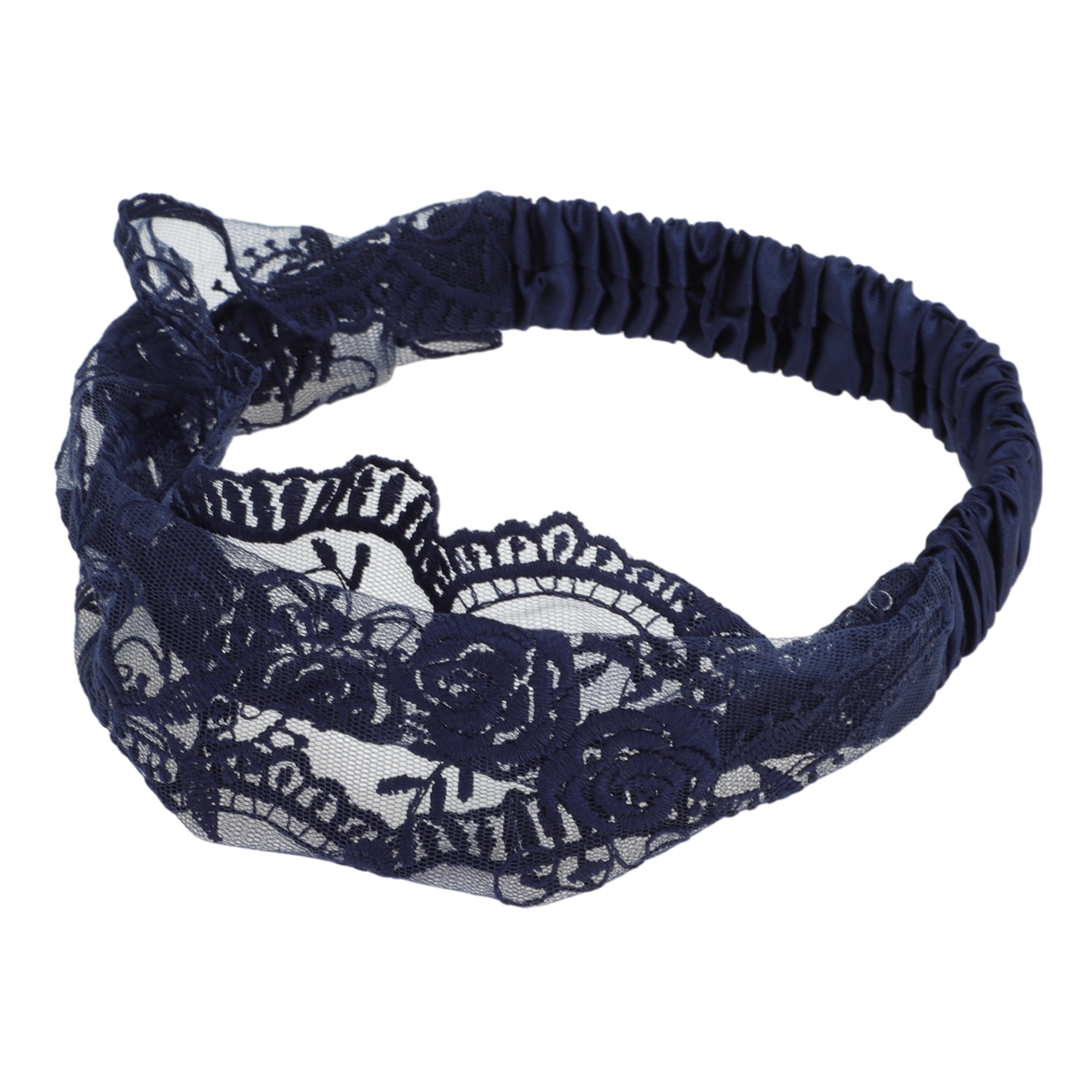 Unique Bargains Rose Lace Headband 1 Pc Navy Blue