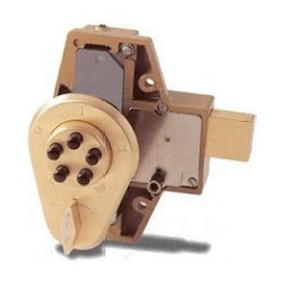 Simplex 9060000-04 Deadbolt Push Button Lock with Key Override - Satin Brass