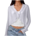 thumbnail image 4 of enyan Women's Long Sleeve Cardigan Sweaters Open Front Cropped Bolero Shrugs for Dresses（White,One Size）, 4 of 5