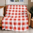 thumbnail image 4 of Farmhouse Vintage Throw Blankets, Gingham Checkered Texture Soft Fleece Blanket Decorative for Home Sofa Couch Chair Living Bedroom, 60x80 inches, Tomato Red, 4 of 9