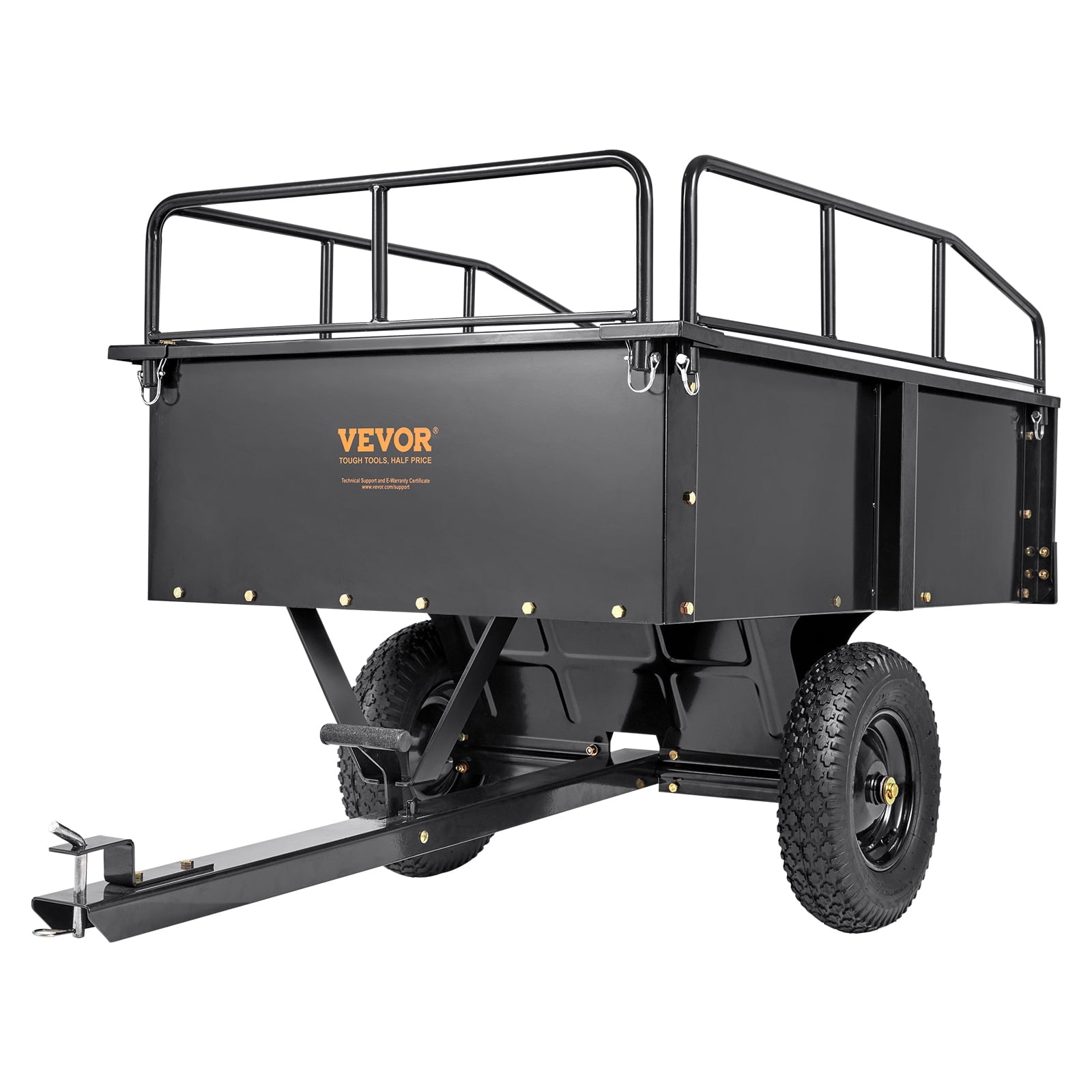 1500 Lbs Steel Dump Cart – 15 Cu.Ft Garden Trailer With Dual Dump Modes, Tow Behind For Tractor, ATV & Lawn Mower