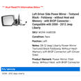 thumbnail image 2 of Left Driver Side Power Mirror - Textured Black - Foldaway - without Heat and Memory - with 8H3P Connector - Compatible with 2008 - 2012 Jeep Liberty 2009 2010 2011, 2 of 2