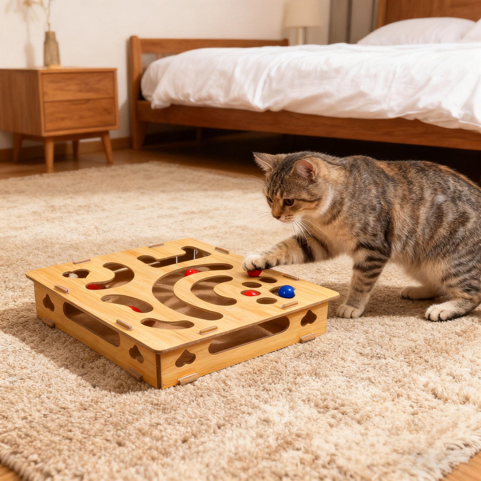 Interactive Cat Enrichment Puzzle Toy for Indoor Feline Entertainment and Stress with Nail Filing