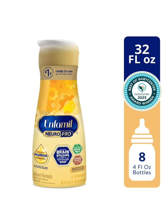 Enfamil NeuroPro Baby Formula, Milk-Based Infant Nutrition, MFGM* 5-Year Benefit, Expert-Recommended Brain-Building Omega-3 DHA, Exclusive HuMO6 Immune Blend, Non-GMO, 32 Fl Oz