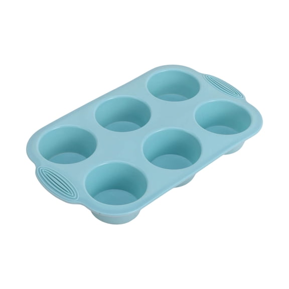 6 Cup Silicone Muffin Pan Baking Tray, Nonstick Cupcake Molds for Muffins Brownies, Food Grade BPA Free Silicone Baking Pan, Easy Clean, 1 Pack, 11."x7.09"x1.57"