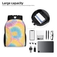 thumbnail image 6 of Single Side Full Backpack 16.1×11.8×4.5in Large Capacity Breathable Shoulder Belt Leisure Simple And Strong Bearing Capacity Yellow Tie-Dye Background Rainbow Colors_3, 6 of 8