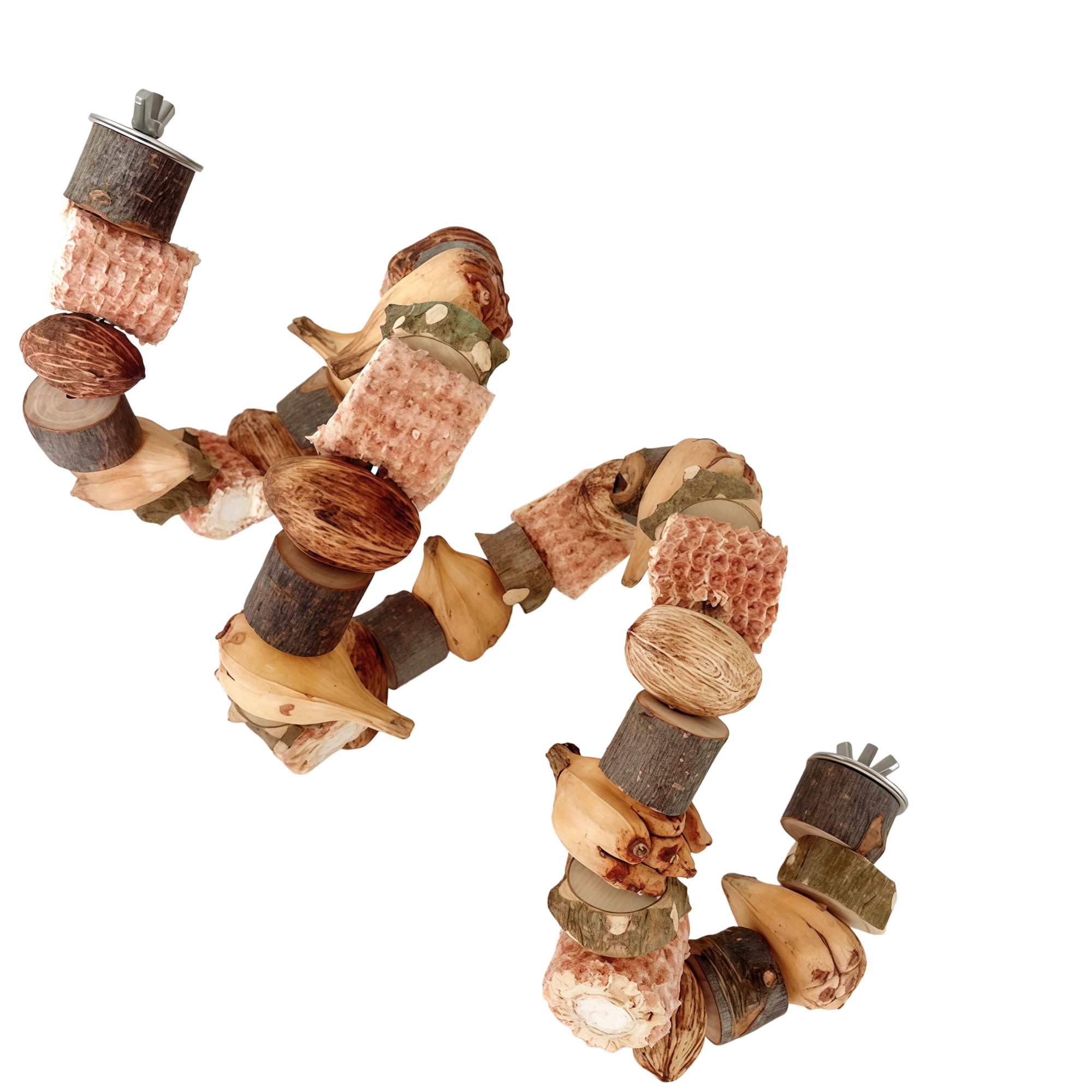 Parrot Climbing Stand 35in Natural Wood Plant Chew Toy Bendable Flexible Shape Adjustable Bird Perch Metal Hook for Parakeet Cockatiel Conure Macaw Cage Decor Outdoor Play Chewing Grinding Teeth