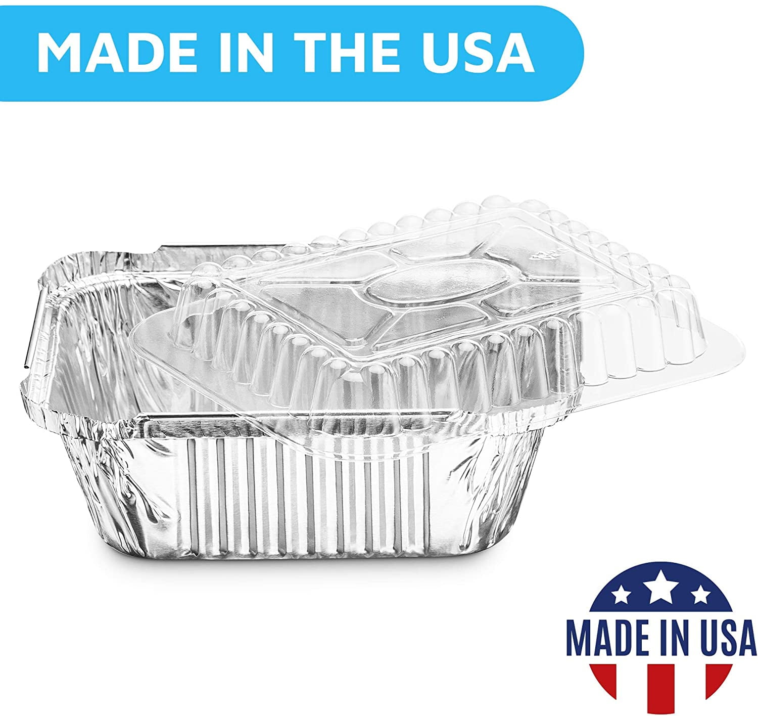 50 Pack Small 8 OZ/230ML Capacity Disposable Takeout Pans with Clear  Plastic Lids - 5.11x3.94x1.57” Aluminum Foil Food Containers with Strong  Seal for