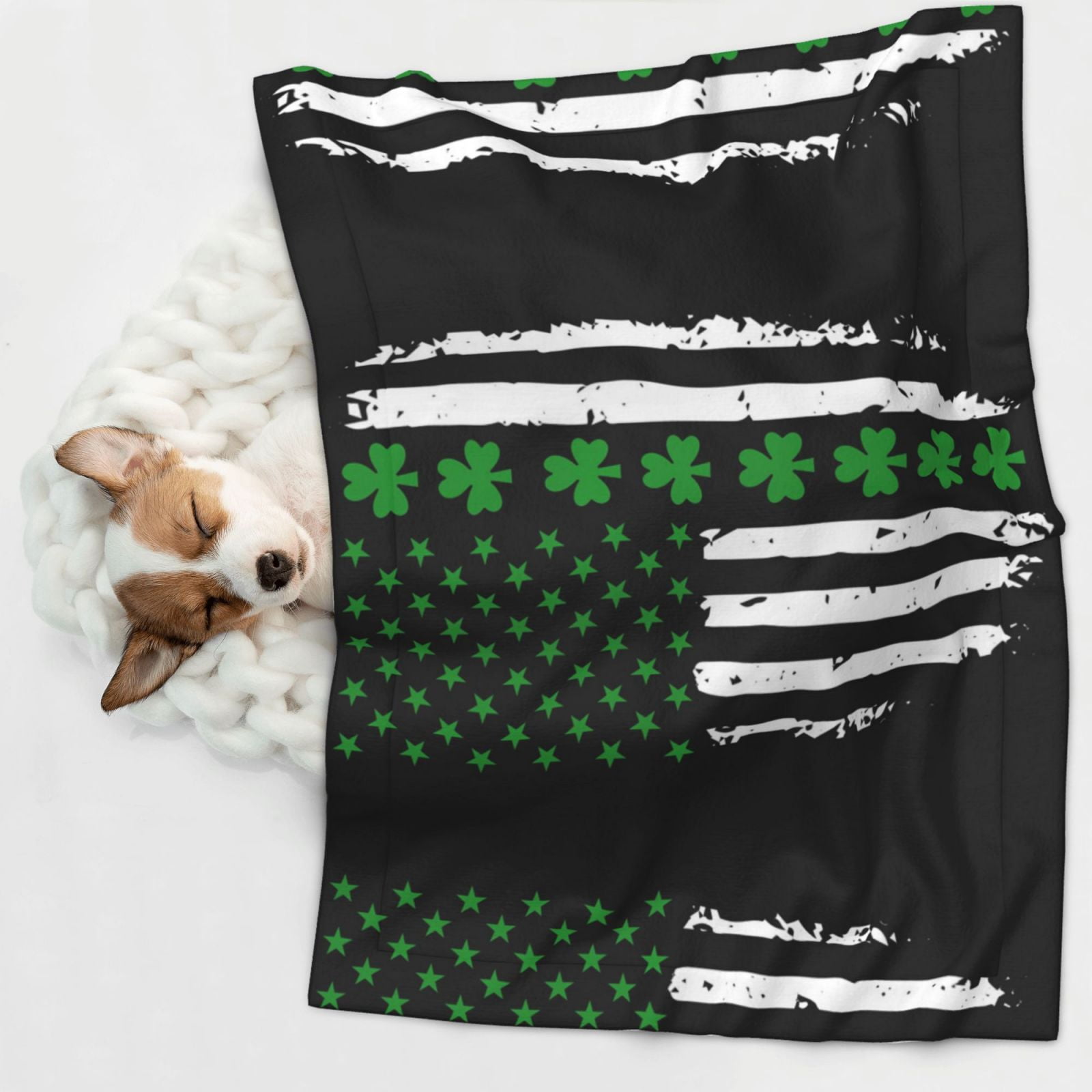 St. Patrick'S Day Irish America Flag Dog Blanket Soft Warm Flannel Cat Blanket Great Pet Throw for Cats Puppy Small Medium Large Dog