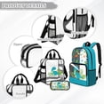 thumbnail image 3 of Xoenoiee Dinosaur Palm Leaves Print Clear Backpack for Boys Kids See Through PVC Backpack with Lunch Box and Pencil Case 3PCS Set Stadium Approved Bookbag Satchel Large Capacity School Bag Satchel, 3 of 5
