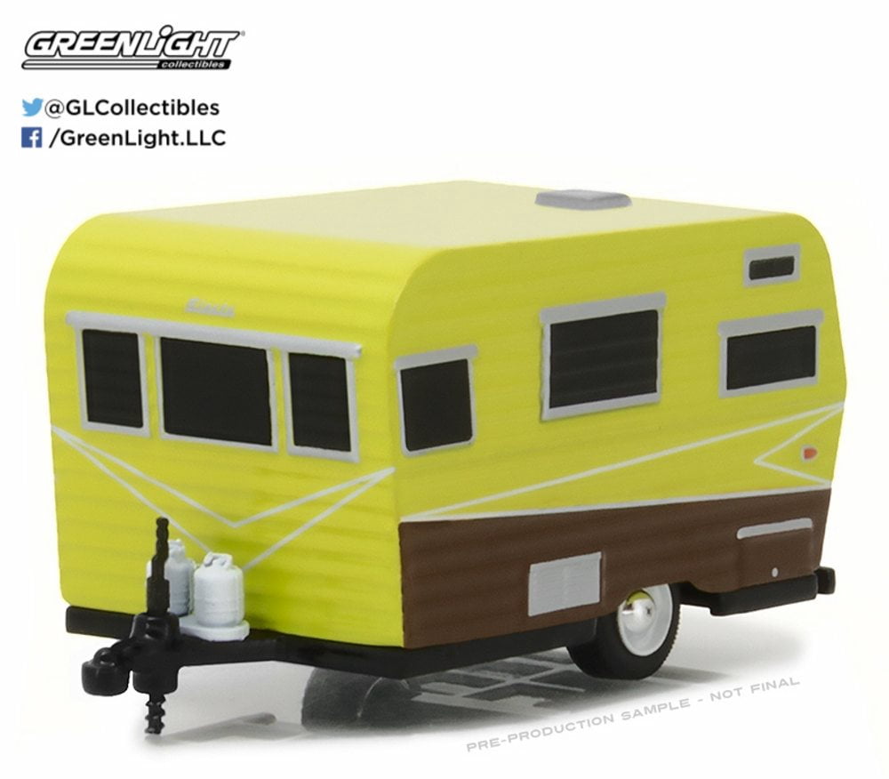 Siesta Auto Model 1958 Siesta Travel Trailer, Yellow w/ Brown - Greenlight 34030A - 1/64 ...