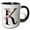 Black/White, variant on 3drose, Pretty Pink Magnolia Flower Monogram Initial K, 11oz Two-tone Black Mug