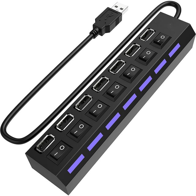 Hub USB de 7 puertos USB 2.0 de alta velocidad con luz indicadora LED