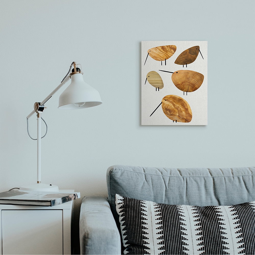 Stupell Industries Cute Tree Patterned Birds Abstract Rustic Animal Canvas Wall Art by Daphne Polselli