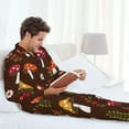 thumbnail image 6 of Naloa Woodland Mushroom Men’s Pajamas Set - Long Sleeve Button Down Sleep Shirt and Pajama Bottoms Sleepwear Set-Small, 6 of 7
