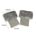 thumbnail image 3 of Sailboat Women Faux Fur Trim Boot Cuff Socks Winter Knitted Furry Top Cover Leg Warmers Dark Blue, 3 of 4