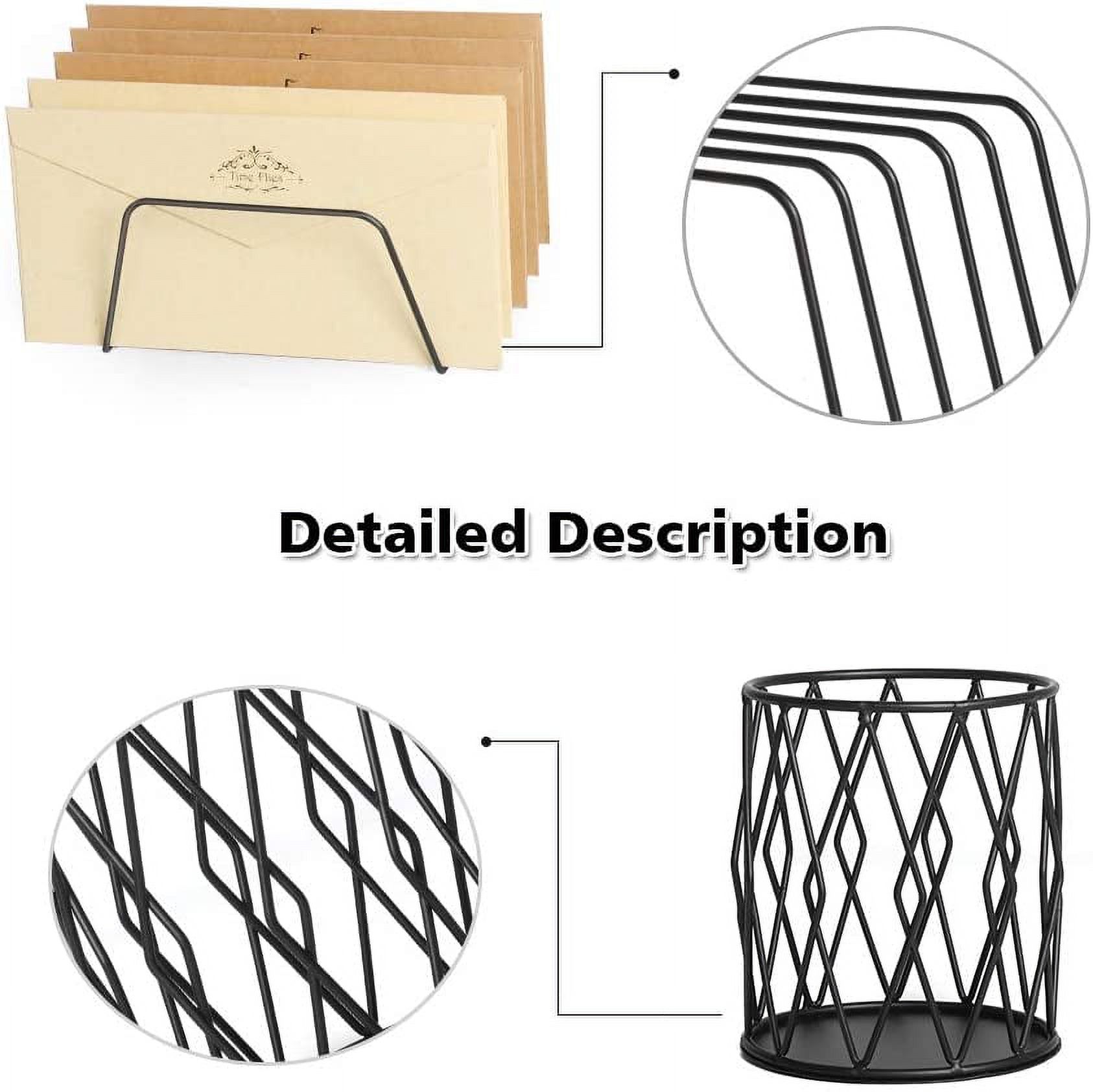 NEX Office Supplies, 5 Piece Desk Organizer Set (Black)