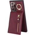 thumbnail image 6 of Samsung Galaxy Note 20 Ultra Case with Card Holder for Women, Galaxy Note 20 Ultra Phone Case Wallet with Credit Card with Ring Kickstand Zipper Slim Stand Case - Red Wine, 6 of 14