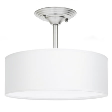 Best Choice Products 13in Semi-Flush Ceiling Mount 2-Bulb Pendant Light Fixture Chandelier for Kitchen, Living Room, Bedroom - Brushed (Best Chandelier For Low Ceiling)
