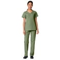 thumbnail image 1 of Maevn Red Panda Women's Curved Mock Wrap Top & Full Elastic Cargo Pant Scrub Set, 1 of 5