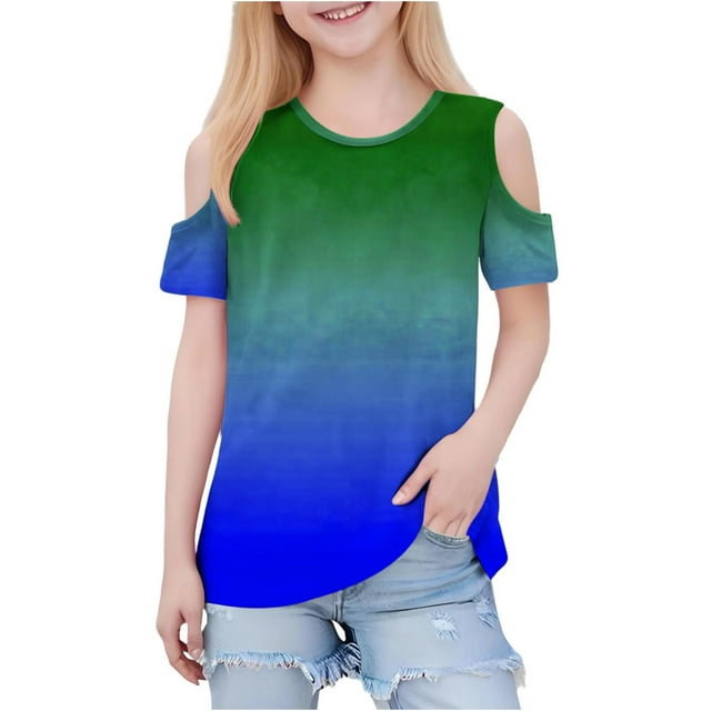 Zpanxa T-Shirts pour Tout-Petites Fille Imprimé Décontracté Manches Courtes Col Rond Haut Mode avec Coton 9 Ans