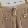 thumbnail image 6 of Jinhomg Women's 2 Piece Outfits Sweater Sets Casual Solid Cotton Knit Matching Lounge Set Comfy Long Sleeve Crewneck Pullover with Drawstring Waist Pant Khaki Free Size, 6 of 8