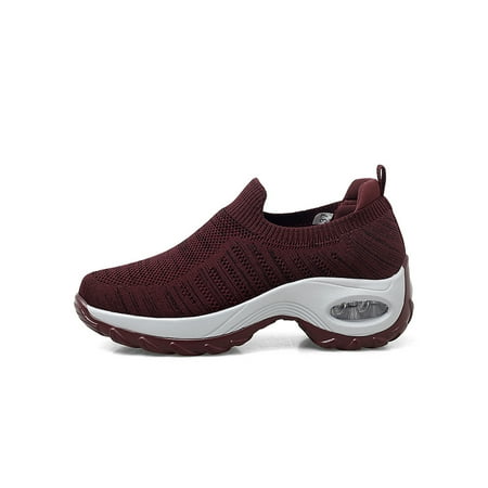 

Rotosw Ladies Athletic Shoes Fitness Workout Casual Shoe Slip On Sneakers Running Trainers Jogging Lightweight Air Cushion Dance Sneaker Maroon 8