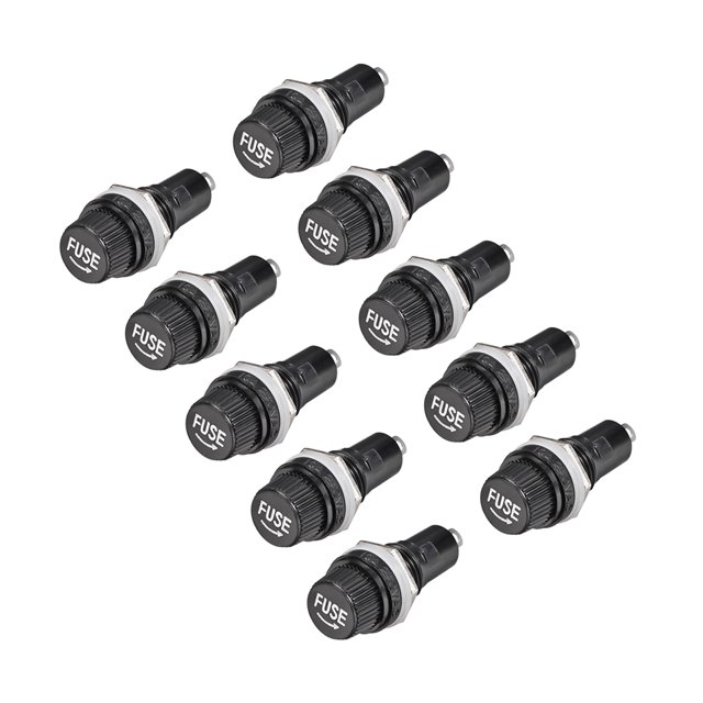 Portafusibles Montado en Panel con Tapa de Tornillo 5mm x 20mm AC 125V/15A 250V/10A 10Pcs