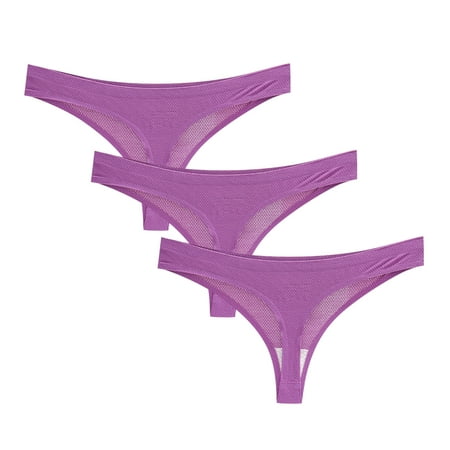 

Dtydtpe underwear women 3PC Women s Cotton Thong With Air Holes Underwear Underpants cotton underwear for women Purple