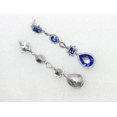 thumbnail image 5 of Faship Gorgeous Blue Rhinestone Crystal Dangling Floral Earrings, 5 of 5