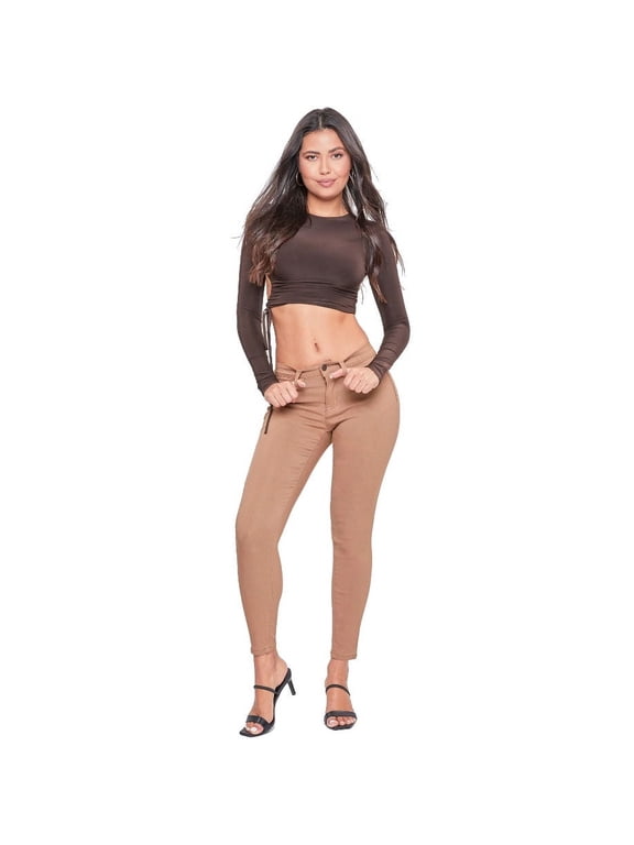 YMI Women's Hyperstretch Mid-Rise Skinny Jeans - Almond - Medium