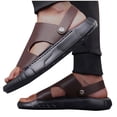 thumbnail image 7 of Flat Heel Slippers for Men 2025 Flat Heel Breathable Open Toe Summer Trendy Solid Color Slip-on Footwear Causal Summer Dressy Beach Shoes Brown 8, 7 of 7