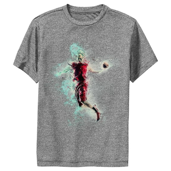 Boy's Lost Gods Dunking Silhouette  Performance Graphic Tee Charcoal Heather X Large