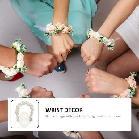 

Pearl Wristband Bridal Elastic Wedding Bracelet Homemade Corsage Bridesmaid Wrist Flower Stretch