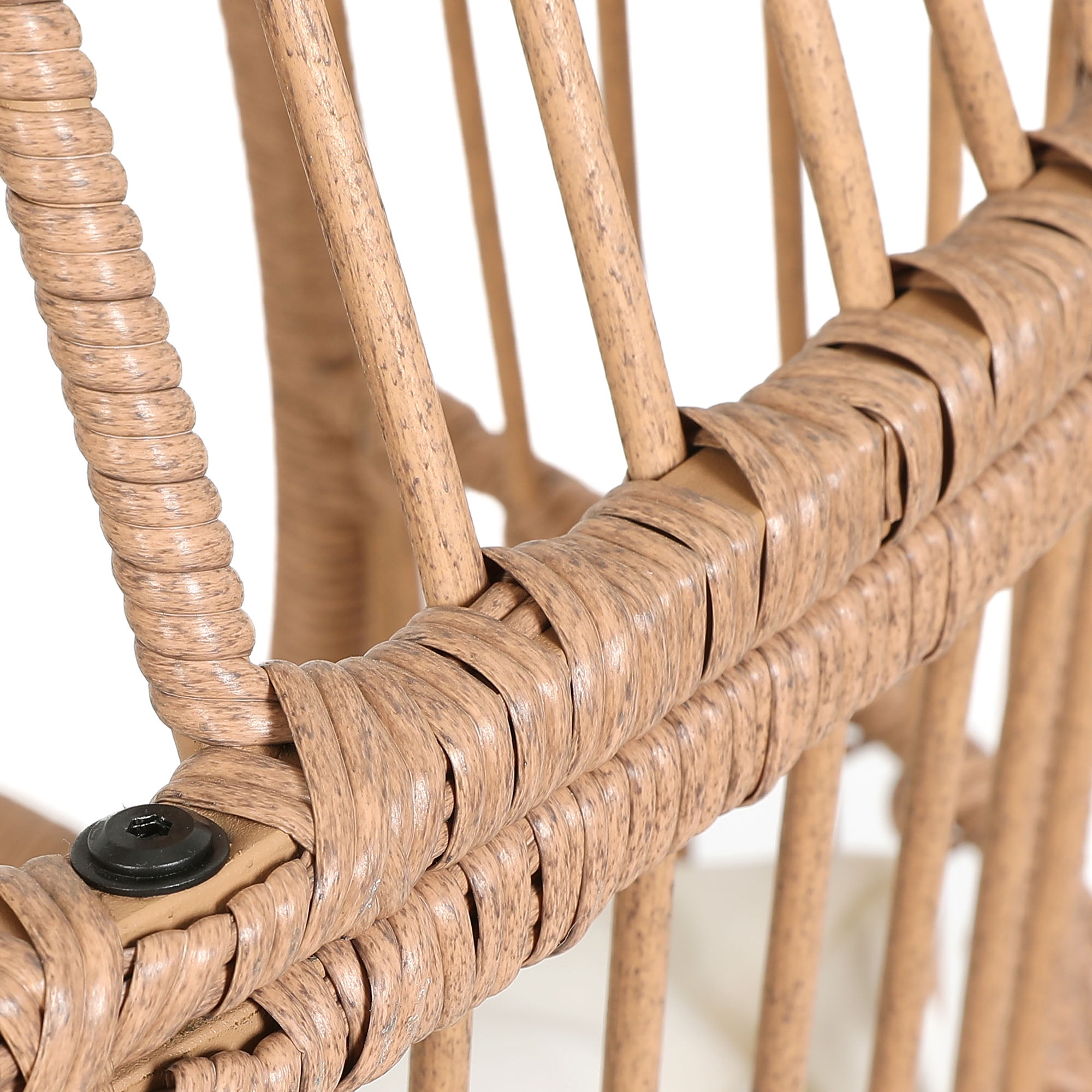 Uforic Beige Wicker Egg Chair with Cushions & Ottoman for Patio Lounging