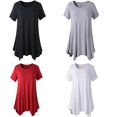 thumbnail image 2 of Coofit Tunique Chemise Manches Courtes Col Rond T-shirt Décontracté Blouse Ample pour Femmes, 2 of 2