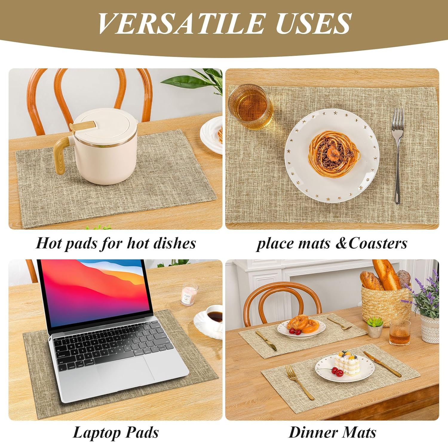 Yamaziot Reversible Fabric Placemats Set of 4 photo 6