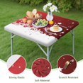 thumbnail image 4 of Red Christmas Snowflake Pattern Square Fitted Tablecloth with Elastic Edge,Square Table Cover,Washable Elastic Table Cover for Home Kitchen Party Decor 36"x36", 4 of 6