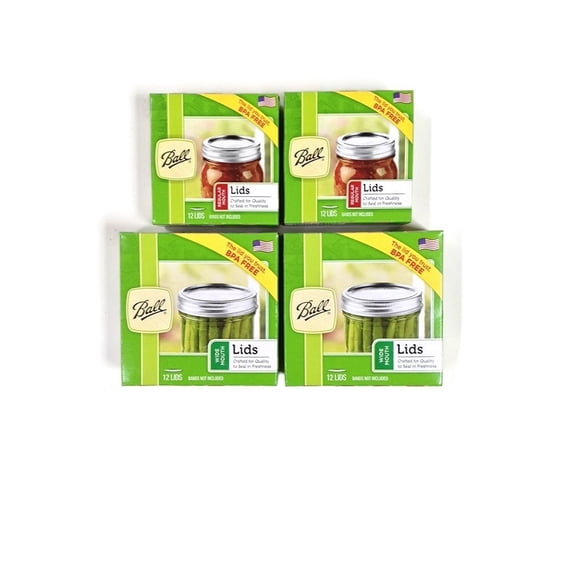Ball Canning Lids: Set Of Regular Mouth & Wide Mouth Jar Lids - 2 Packs Of Each [4 Total]