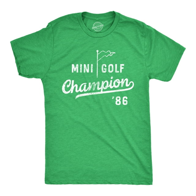 T-shirt de Champion de Mini-Golf pour Hommes, Drôle Rétro Putt Putt, T-Shirt Graphique de Champion pour Gars (Vert Chiné - Golf) - L